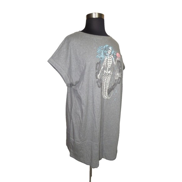 Torrid Gray Mermaid Skeleton Dolman Sleeve Cotton Tee Shirt Dress Plus Size 2X - Picture 6 of 11